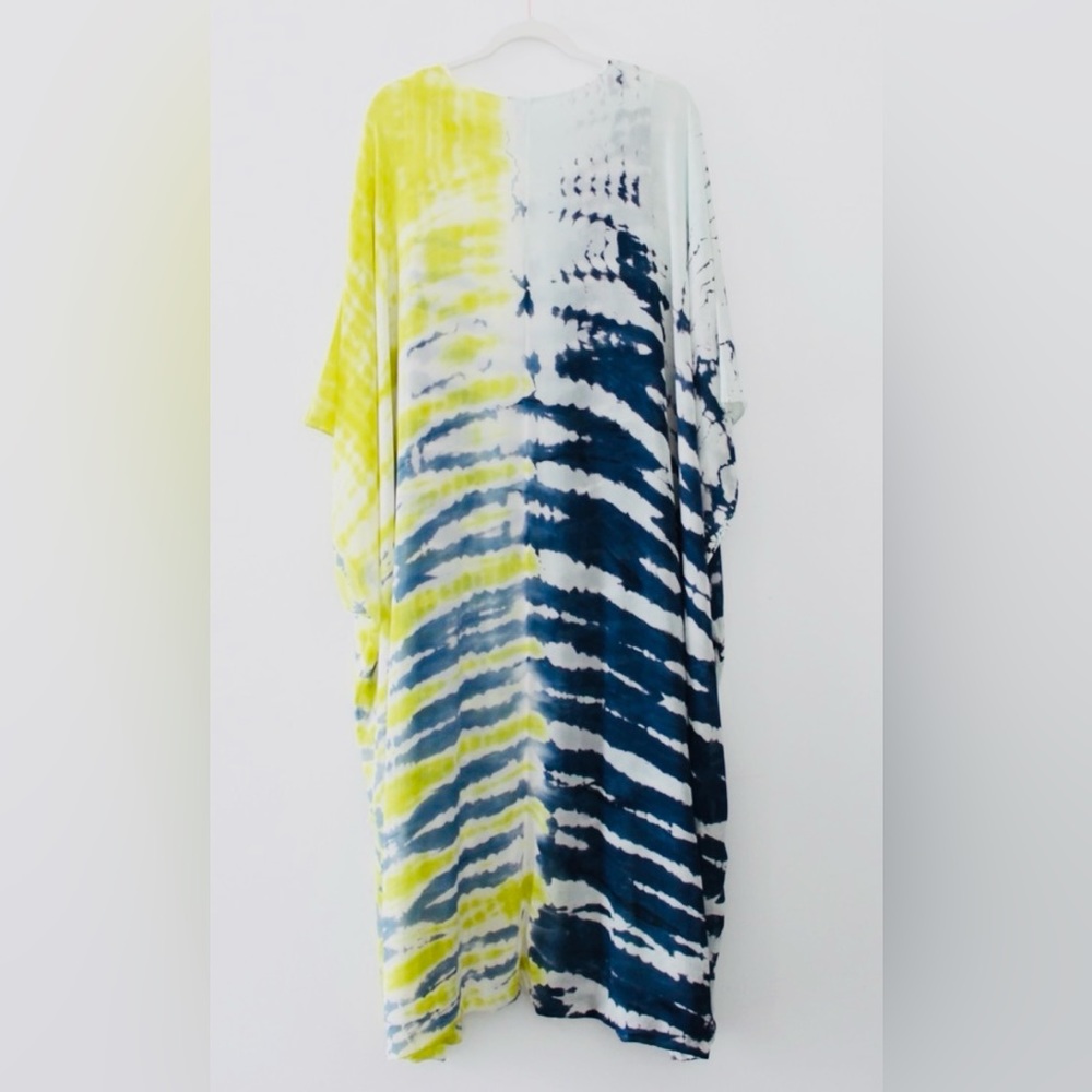 🌟YOUNG FABULOUS BROKE YFB Cyrilla Tie Dye Kaftan Dress in Zest Reef Wash 🌟 M/L - Picture 11 of 16